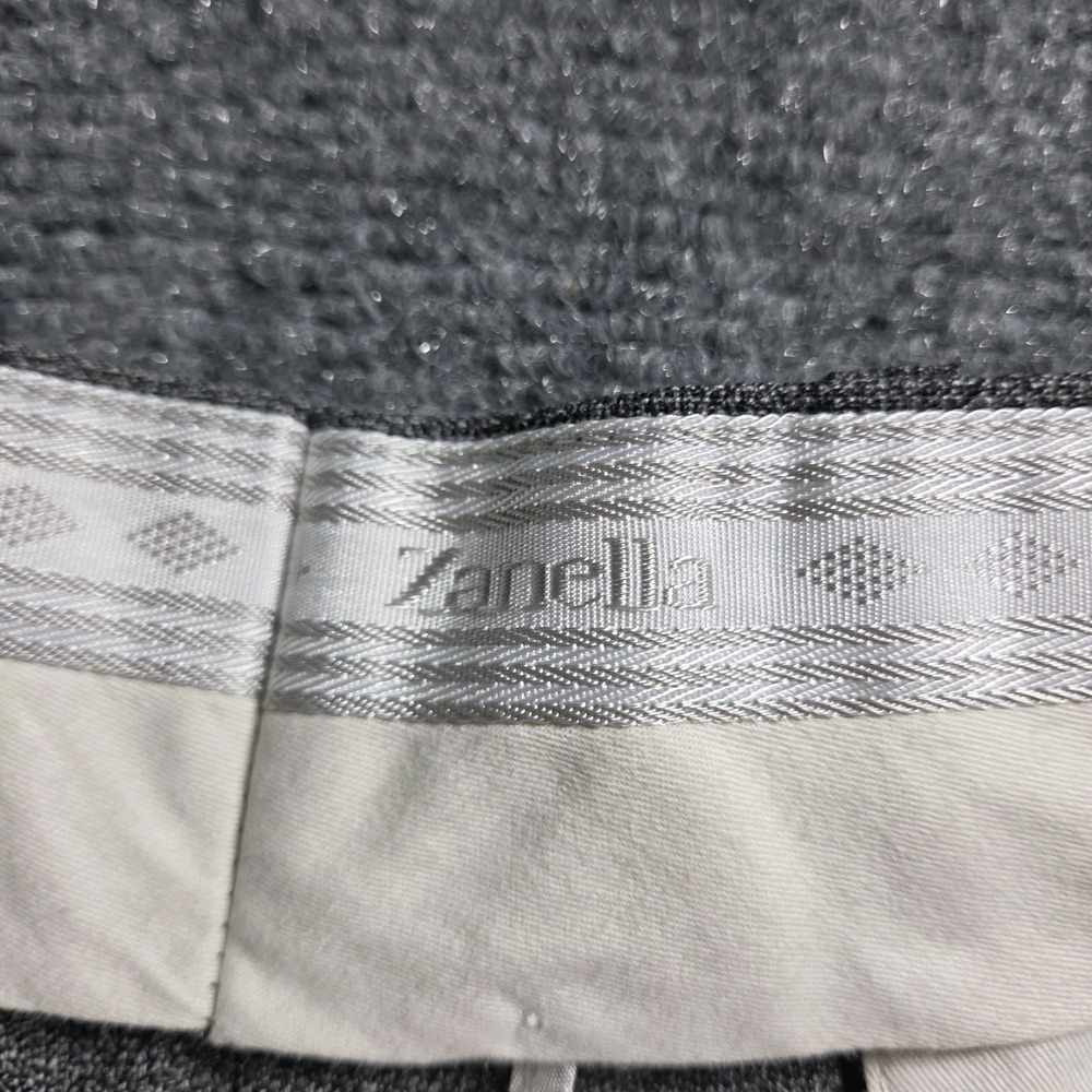 Zanella Wool Dress Pants Mens 36 Gray Bennett Pleated Cuffed Made Italy - Picture 2 of 9